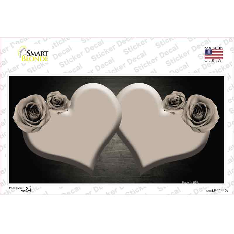 LP-11440s-M Hearts Over Roses in Tan Novelty Sticker Decal, Medium
