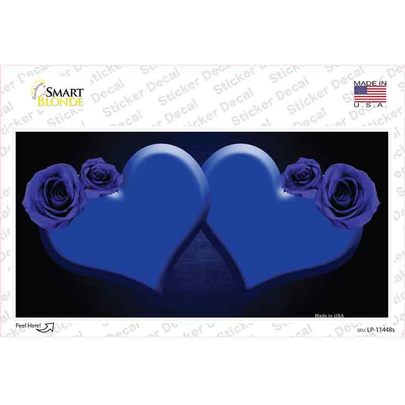 LP-11448s-M Hearts Over Roses in Blue Novelty Sticker Decal, Medium