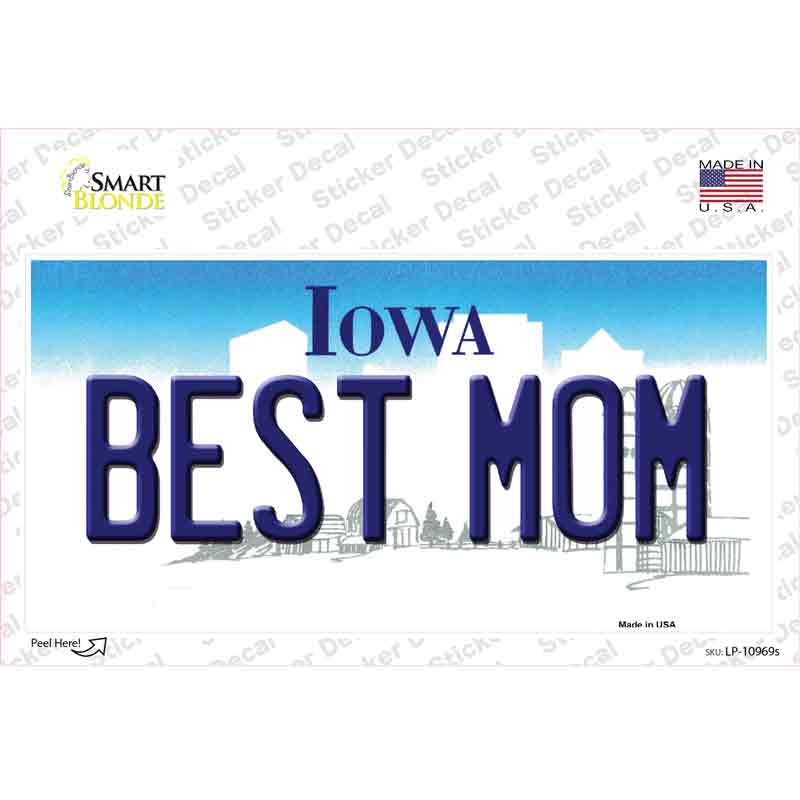 LP-10969s-M Best Mom Iowa Novelty Sticker Decal, Medium
