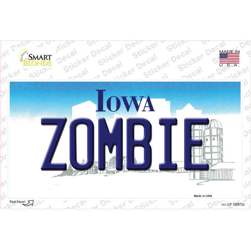 LP-10972s-M Zombie Iowa Novelty Sticker Decal, Medium