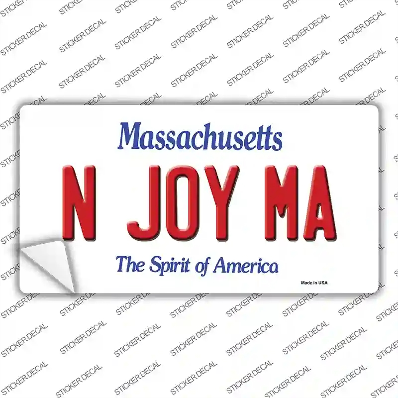 LP-10980s-XL N Joy MA Massachusetts Novelty Sticker Decal, Extra Large