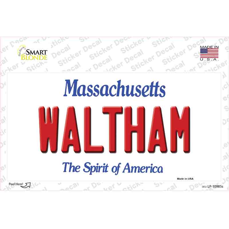 LP-10985s-M Waltham Massachusetts Novelty Sticker Decal, Medium