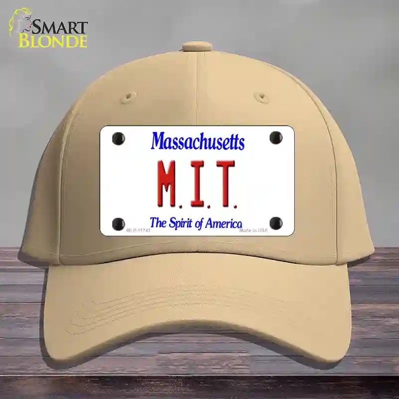 HAT22-MLP-11741 MIT Massachusetts State Novelty License Plate Hat, Cotton - Khaki