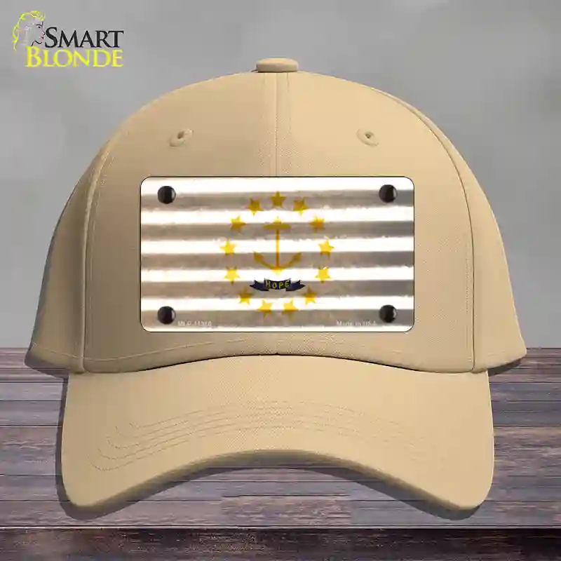 HAT22-MLP-11980 Rhode Island Corrugated Flag Novelty License Plate Hat, Cotton - Khaki