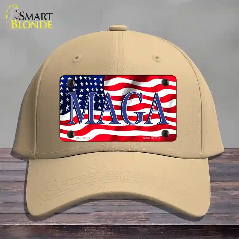 HAT22-MLP-12212 MAGA Flag Novelty License Plate Hat, Cotton - Khaki