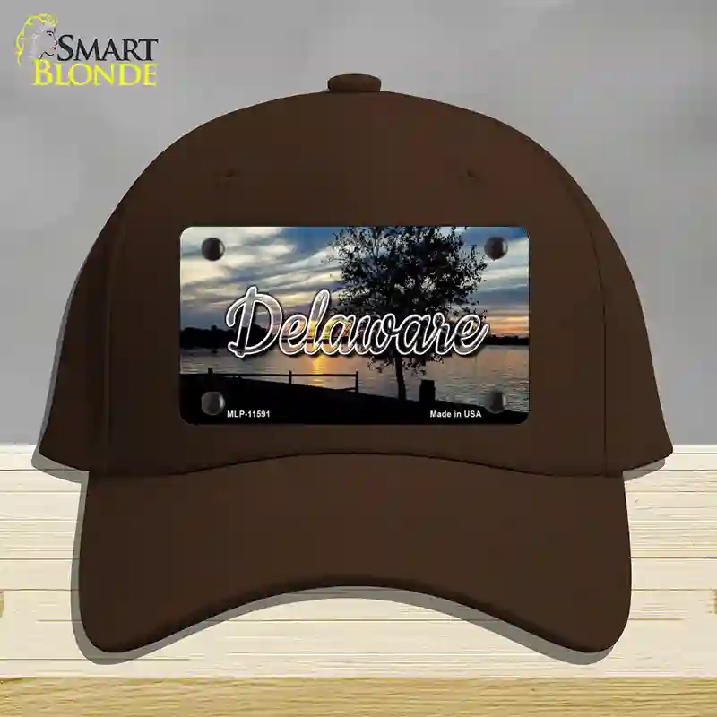 HAT24-MLP-11591 Delaware River Sunset State Novelty License Plate Hat, Cotton - Dark Brown