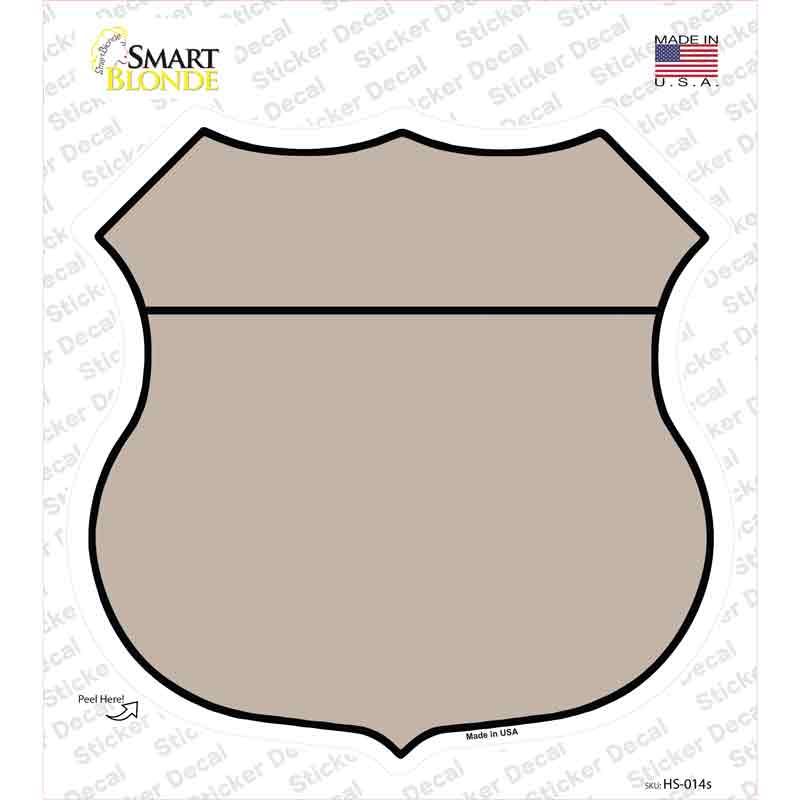 HS-014s-M Tan Novelty Highway Shield Sticker Decal, Medium