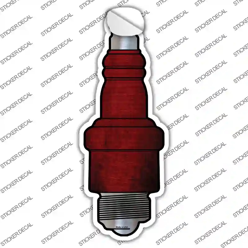 J-008s-L Red Oil Rubbed Novelty Spark Plug Sticker Decal, Large