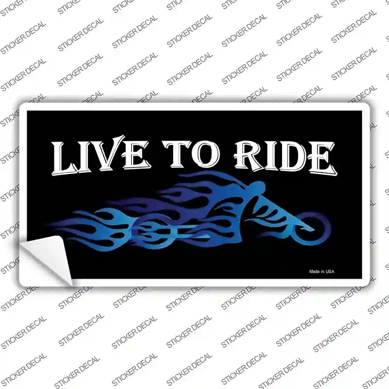 LP-064s-L Live to Ride Blue Flame Novelty Sticker Decal, Large