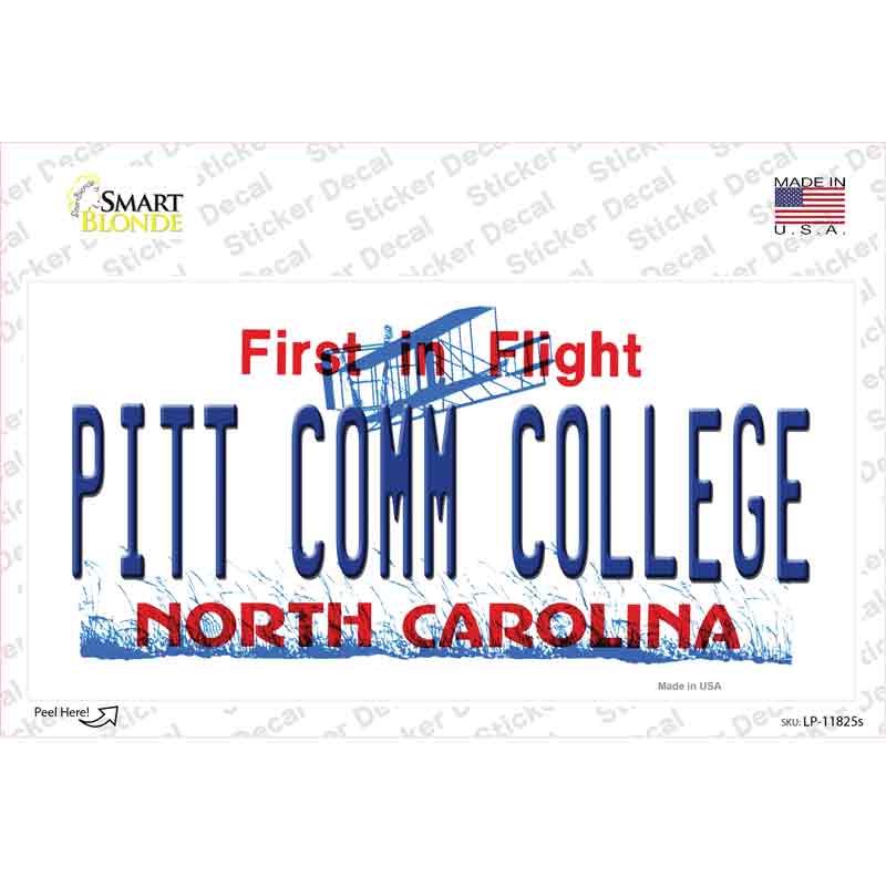 LP-11825s-M Pitt Comm College North Carolina Novelty Sticker Decal, Medium