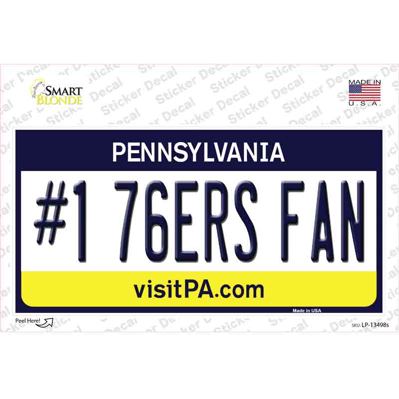 LP-13498s-M Number 1 76ers Fan Novelty Sticker Decal, Medium