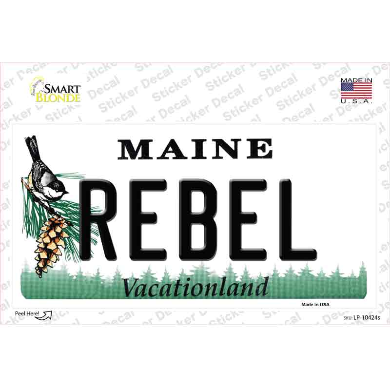 LP-10424s-M Rebel Maine Novelty Sticker Decal, Medium