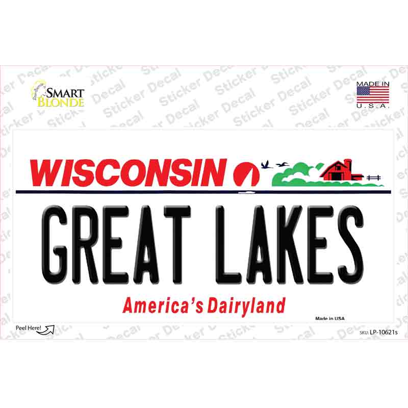 LP-10621s-M Great Lakes Wisconsin Novelty Sticker Decal, Medium