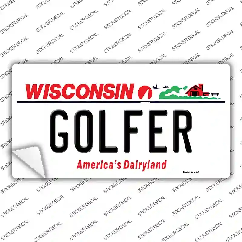 LP-10643s-XL Golfer Wisconsin Novelty Sticker Decal, Extra Large