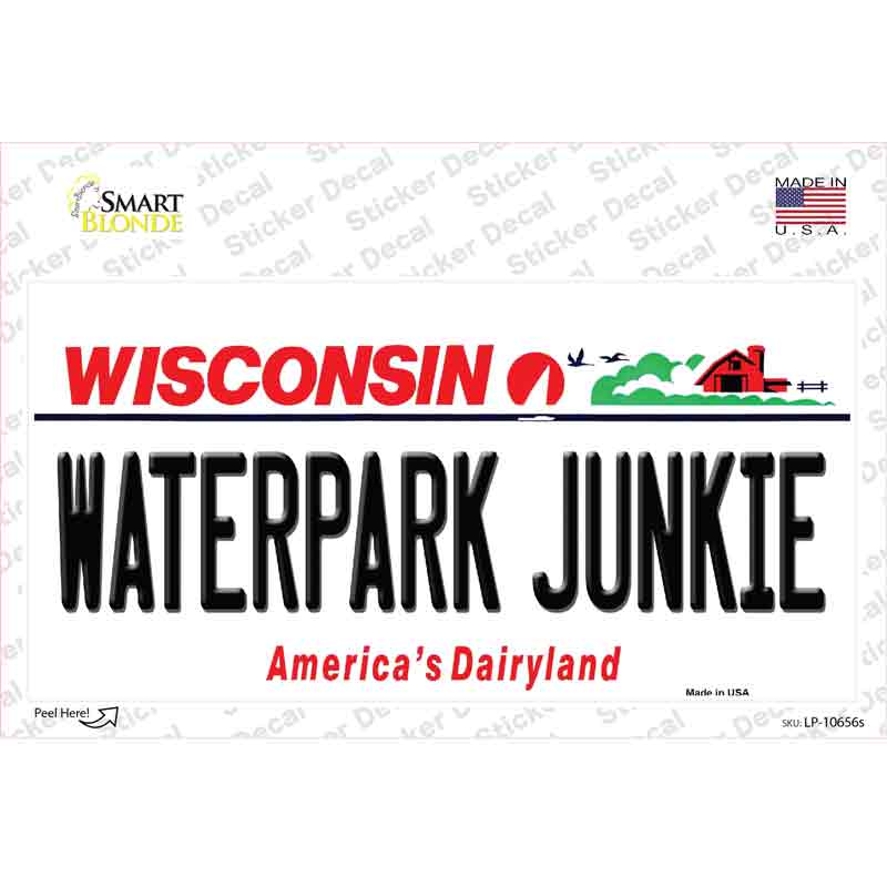 LP-10656s-M Waterpark Junkie Wisconsin Novelty Sticker Decal, Medium