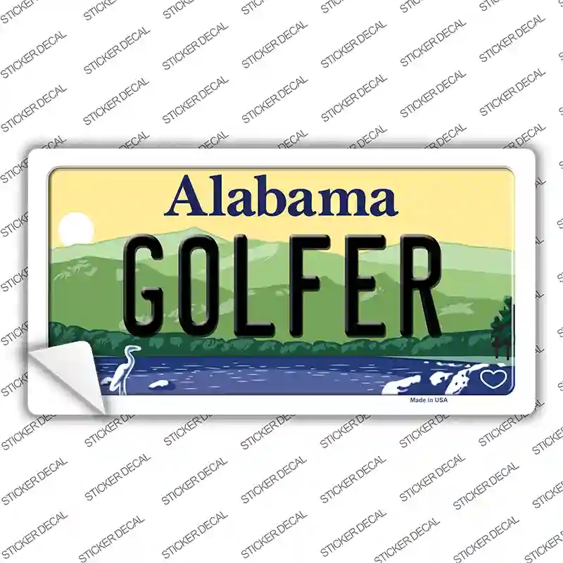 LP-10008s-L Golfer Alabama Novelty Sticker Decal, Large