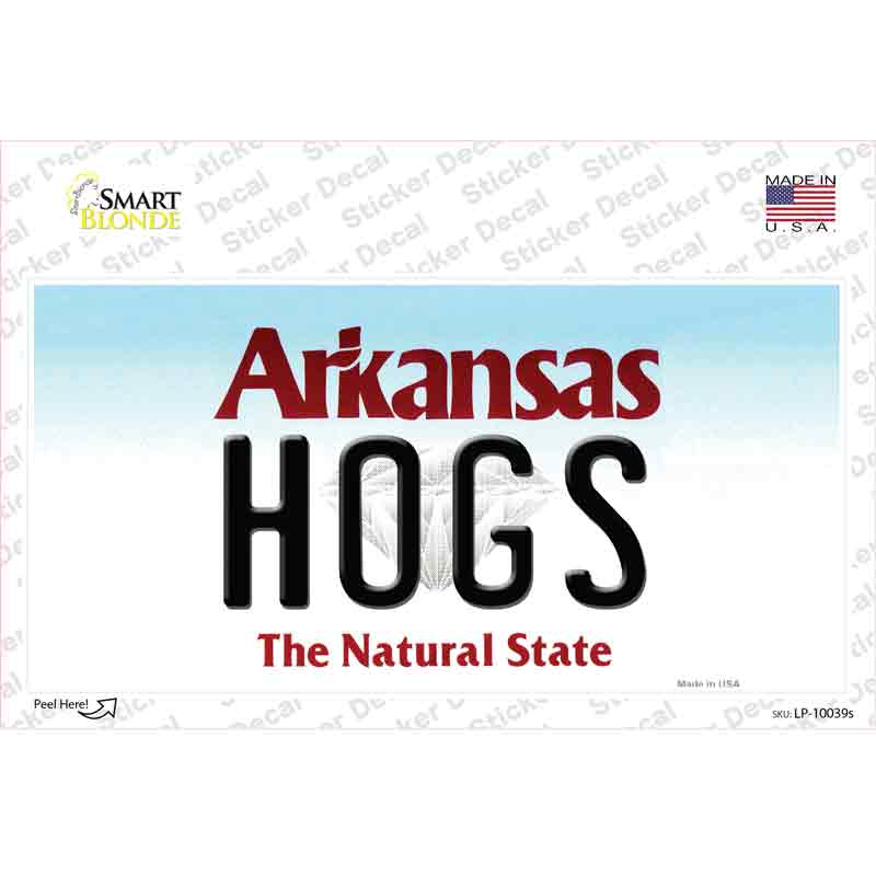 LP-10039s-M Hogs Arkansas Novelty Sticker Decal, Medium