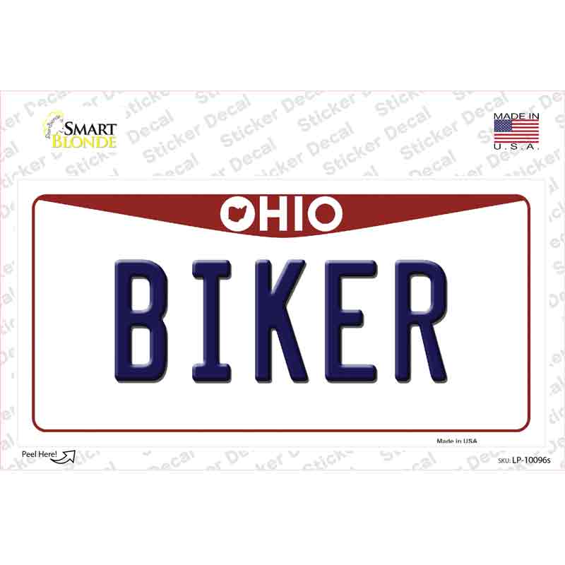 LP-10096s-M Biker Ohio Novelty Sticker Decal, Medium
