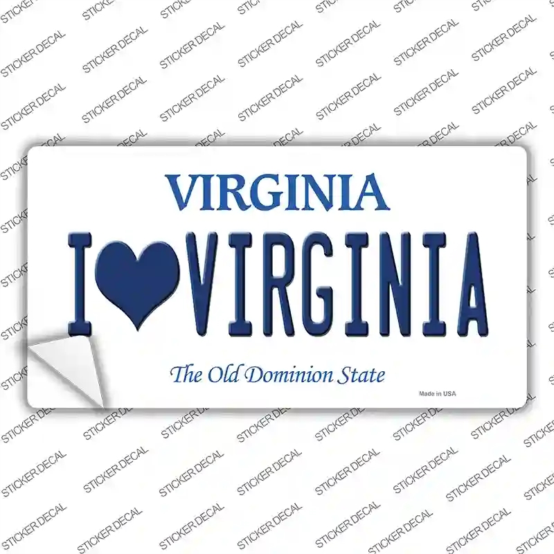 LP-10114s-L I Love Virginia Novelty Sticker Decal, Large