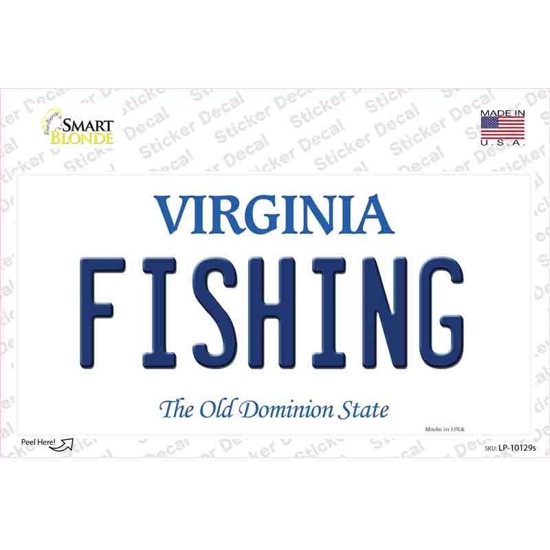 LP-10129s-M Fishing Virginia Novelty Sticker Decal, Medium