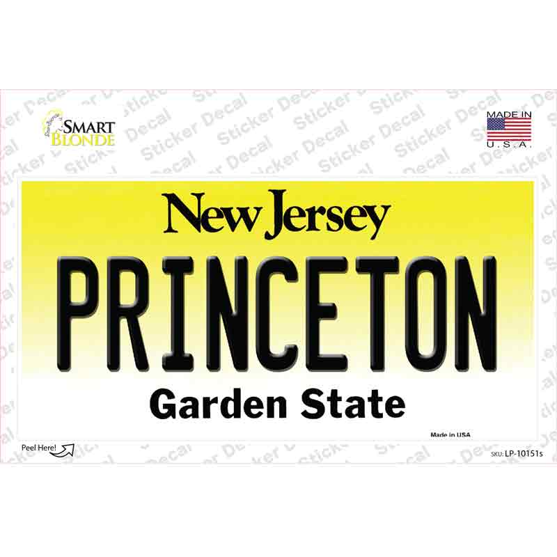 LP-10151s-M Princeton   Jersey Novelty Sticker Decal, Medium