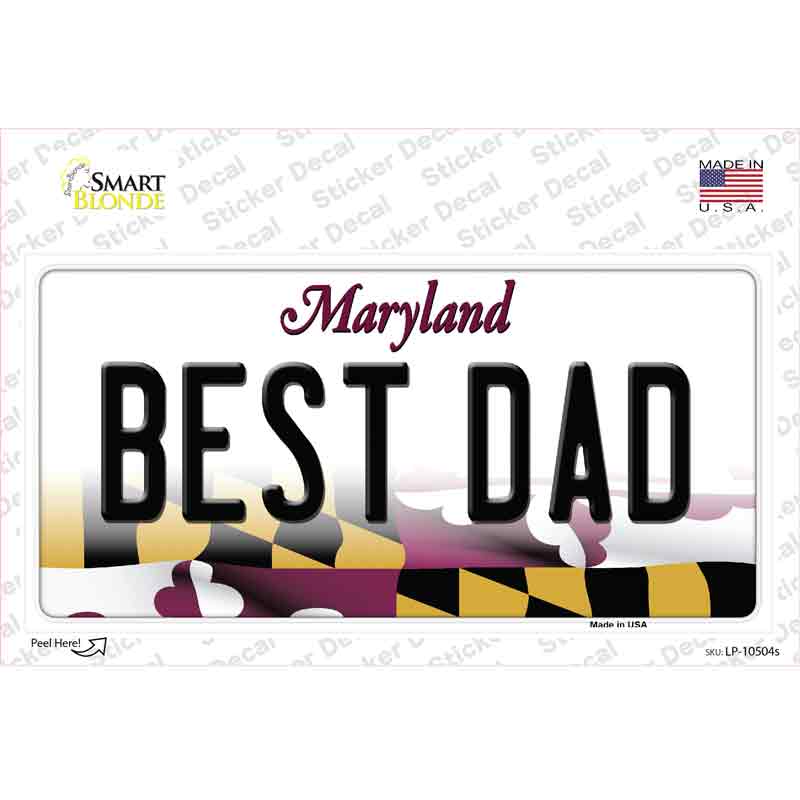 LP-10504s-M Best Dad Maryland Novelty Sticker Decal, Medium