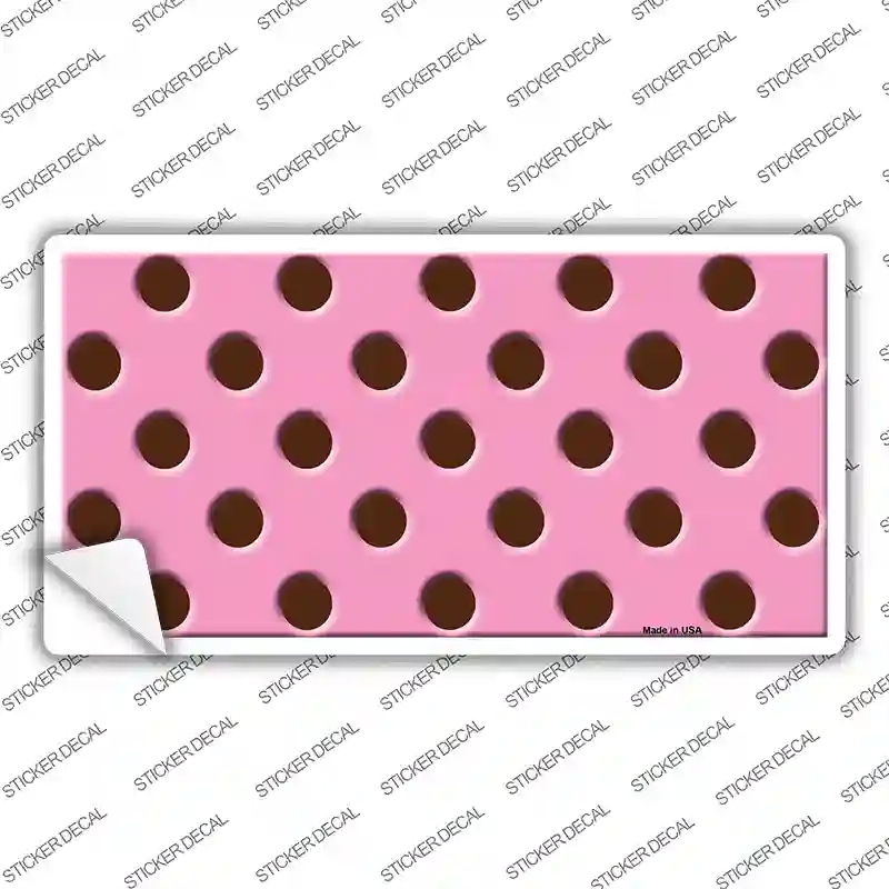 LP-2210s-S Chocolate Brown Polka Dots Pink Novelty Sticker Decal, Small