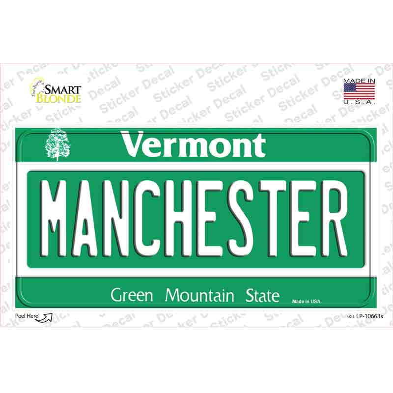 LP-10663s-M Manchester Vermont Novelty Sticker Decal, Medium