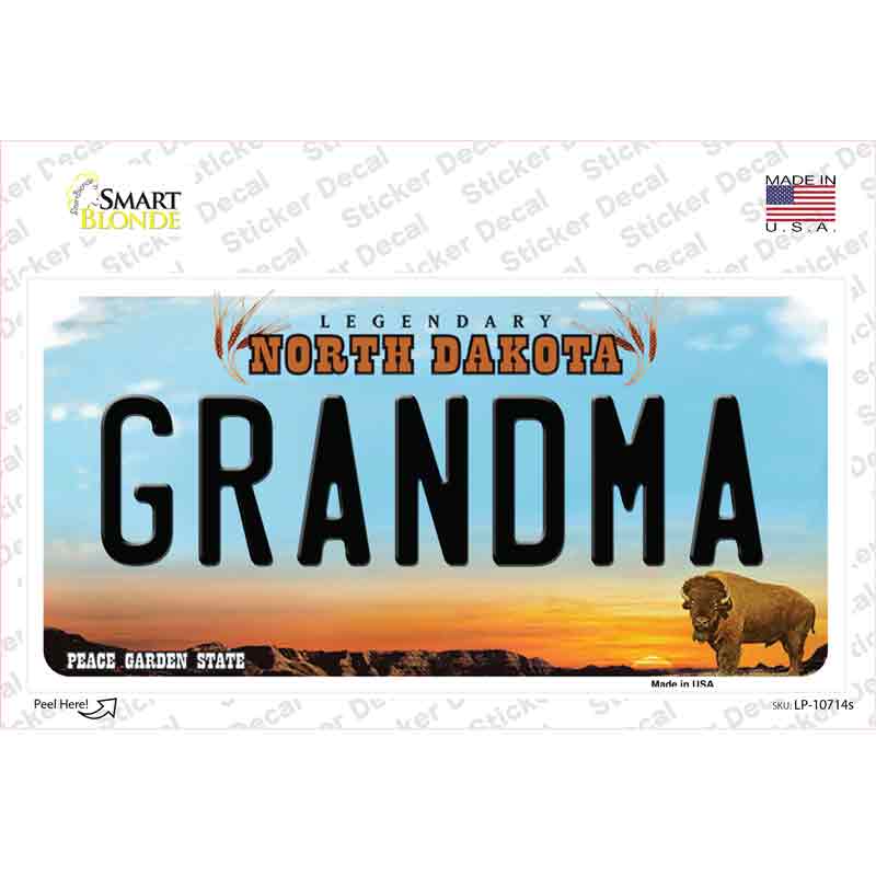LP-10714s-M Grandma North Dakota Novelty Sticker Decal, Medium
