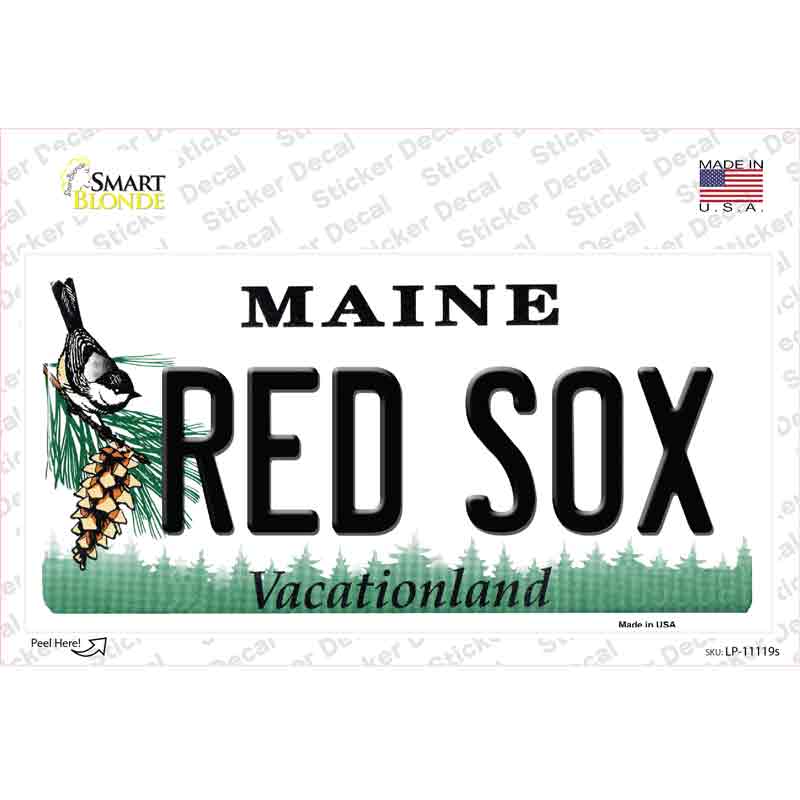 LP-11119s-M Red Sox Maine Novelty Sticker Decal, Medium