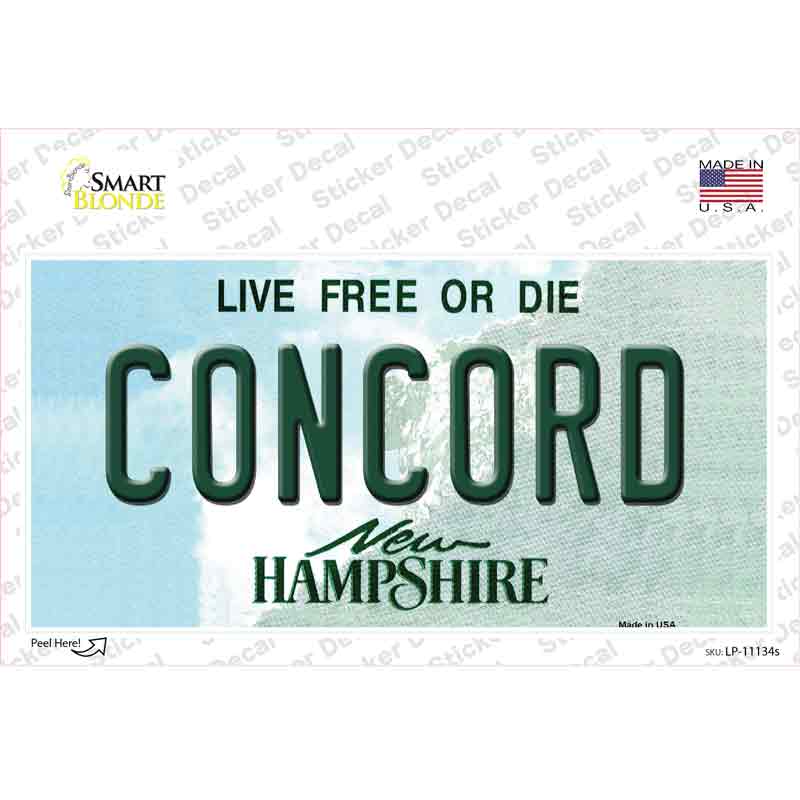 LP-11134s-M Concord   Hampshire State Novelty Sticker Decal, Medium