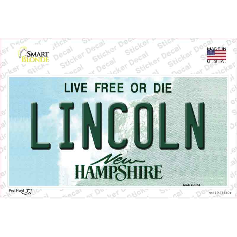 LP-11149s-M Lincoln   Hampshire State Novelty Sticker Decal, Medium