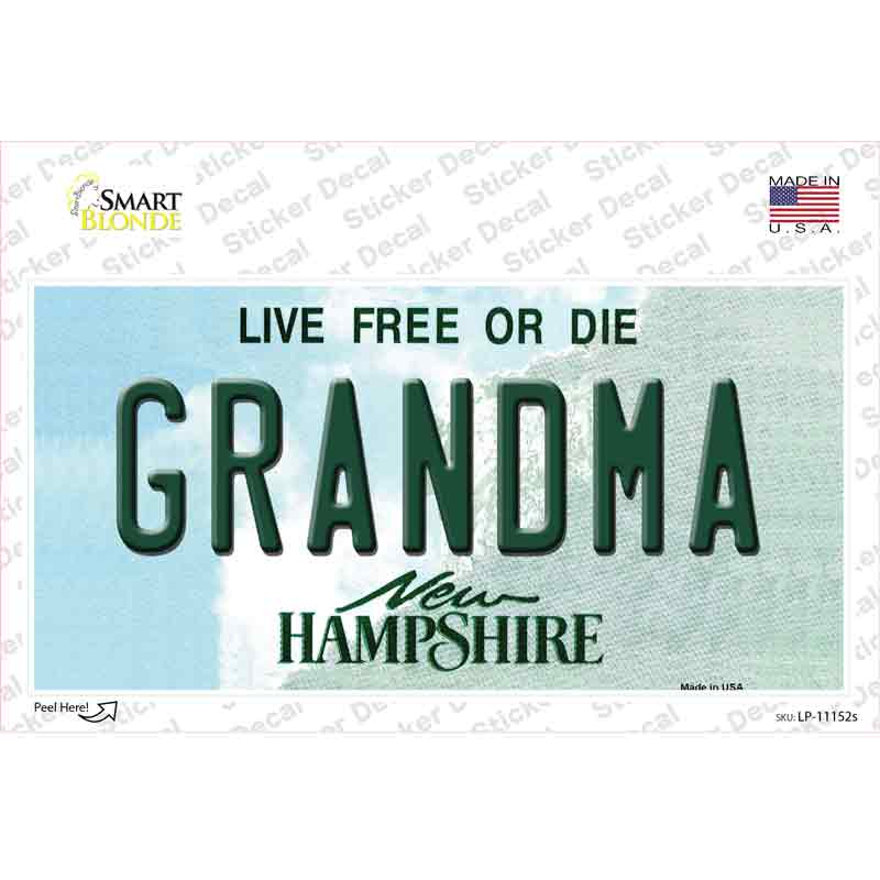 LP-11152s-M Grandma   Hampshire State Novelty Sticker Decal, Medium