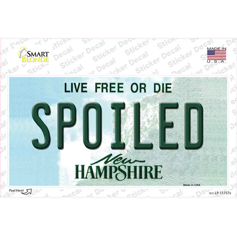 LP-11157s-M Spoiled   Hampshire State Novelty Sticker Decal, Medium
