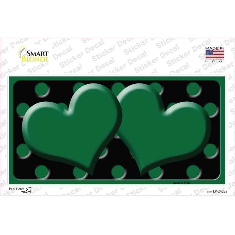 LP-2422s-M Green Black Polka Dot Center Hearts Novelty Sticker Decal, Medium