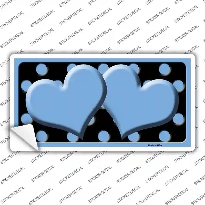 LP-2433s-L Light Blue Black Polka Dot Centered Hearts Novelty Sticker Decal, Large