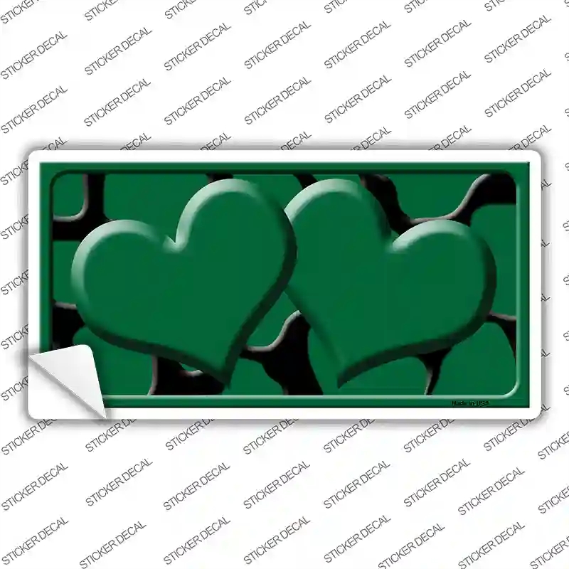 LP-2445s-XL Green Black Giraffe Centered Hearts Novelty Sticker Decal, Extra Large