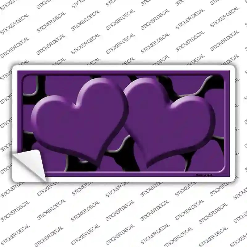 LP-2452s-L Purple Black Giraffe Centered Hearts Novelty Sticker Decal, Large