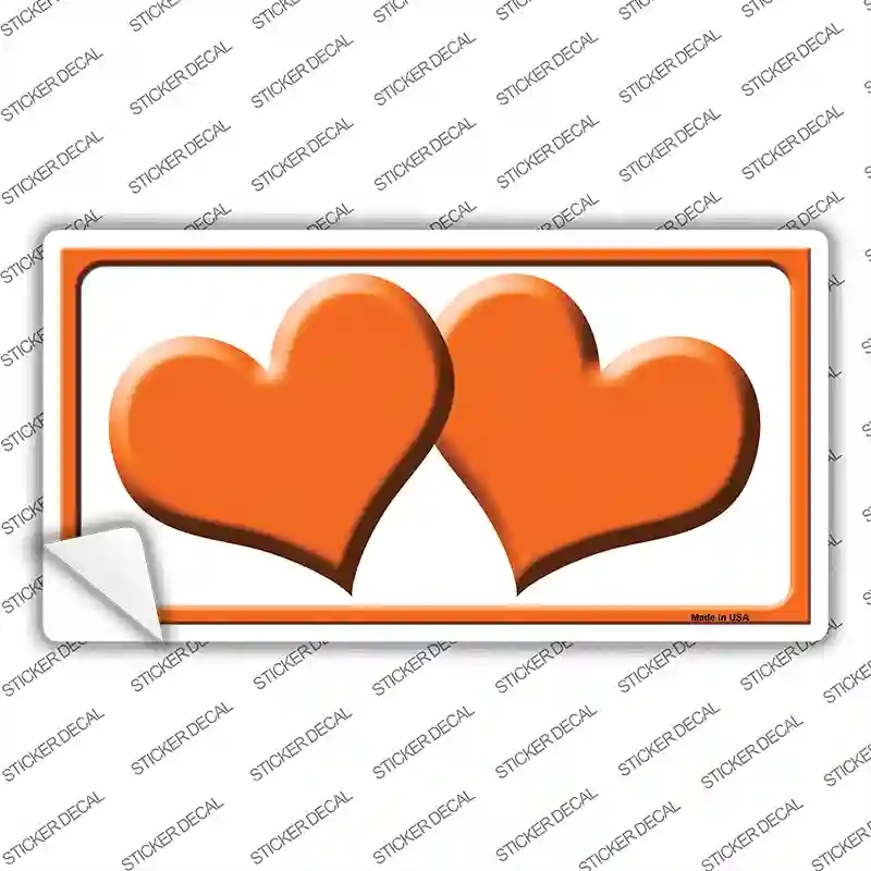 LP-2460s-S Solid Orange Centered Hearts White Novelty Sticker Decal, Small