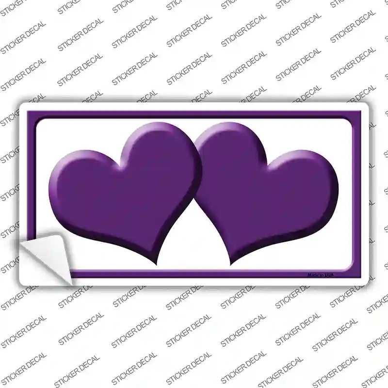 LP-2463s-S Solid Purple Centered Hearts White Novelty Sticker Decal, Small