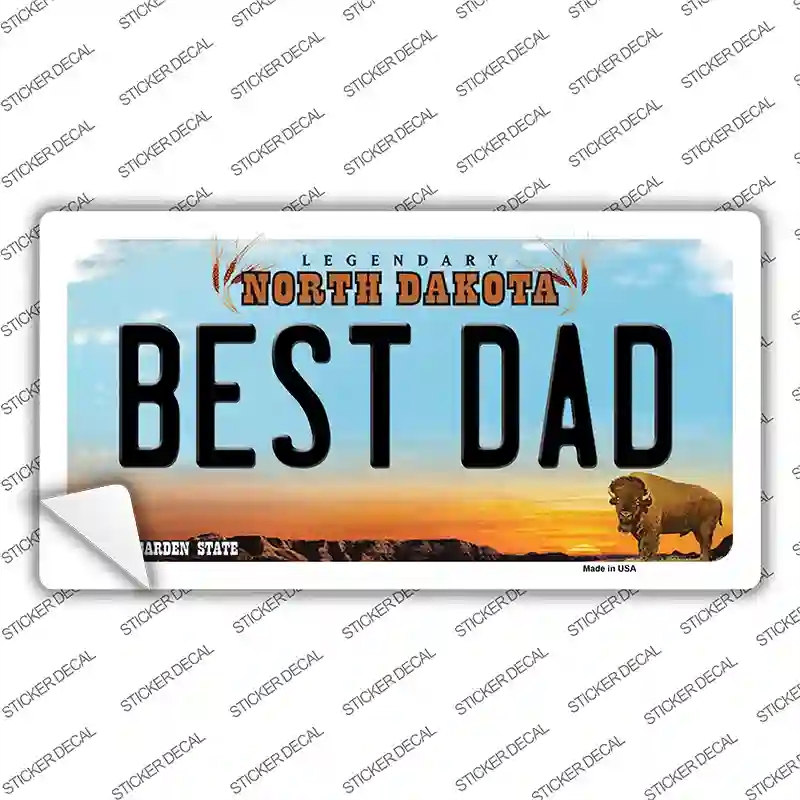 LP-10732s-L Best Dad North Dakota Novelty Sticker Decal, Large