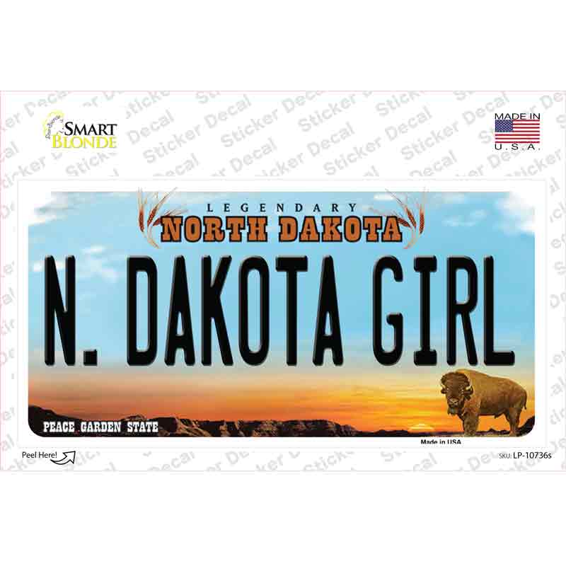 LP-10736s-M North Dakota Girl Novelty Sticker Decal, Medium