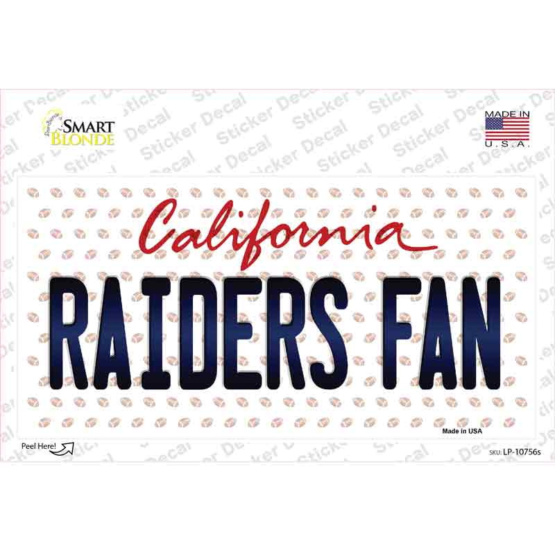 LP-10756s-M Raiders Fan California Novelty Sticker Decal, Medium