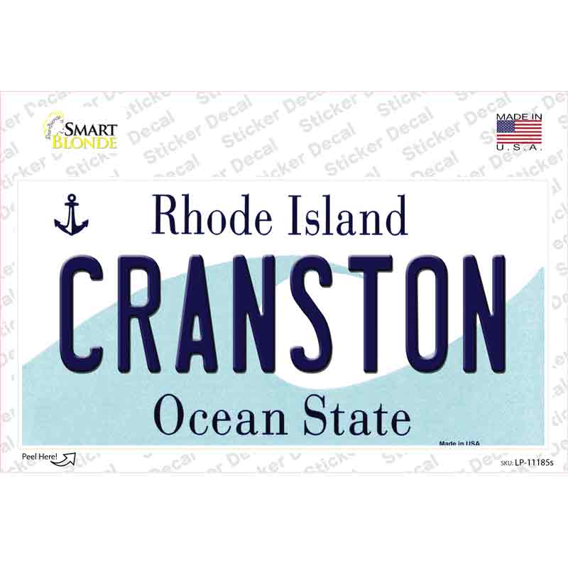 LP-11185s-M Cranston Rhode Island State Novelty Sticker Decal, Medium
