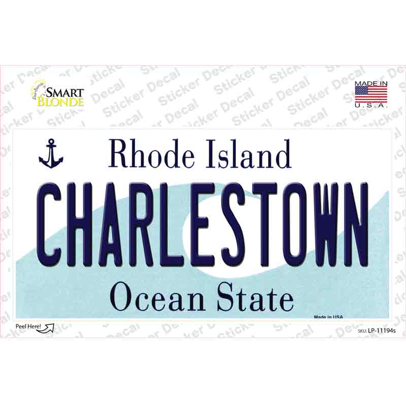 LP-11194s-M Charlestown Rhode Island State Novelty Sticker Decal, Medium