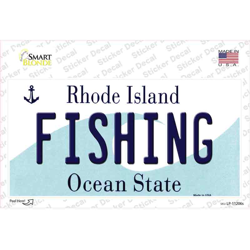 LP-11206s-M Fishing Rhode Island State Novelty Sticker Decal, Medium