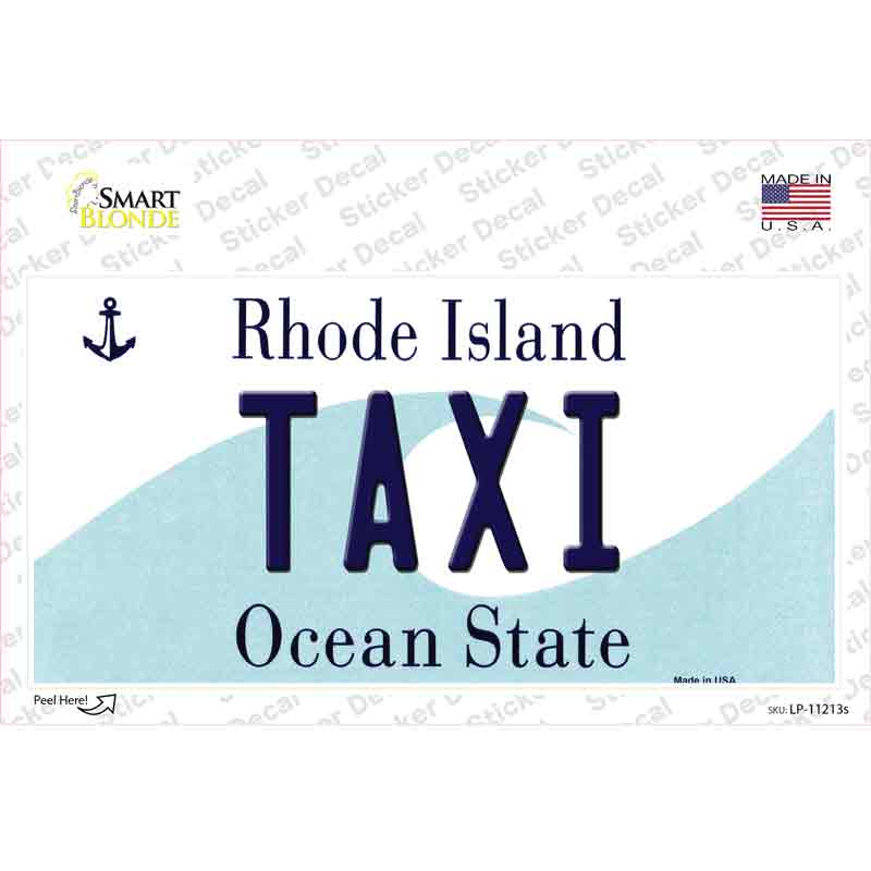 LP-11213s-M Taxi Rhode Island State Novelty Sticker Decal, Medium