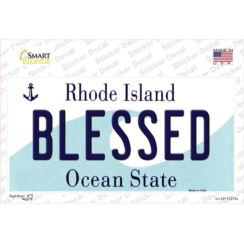 LP-11215s-M Blessed Rhode Island State Novelty Sticker Decal, Medium