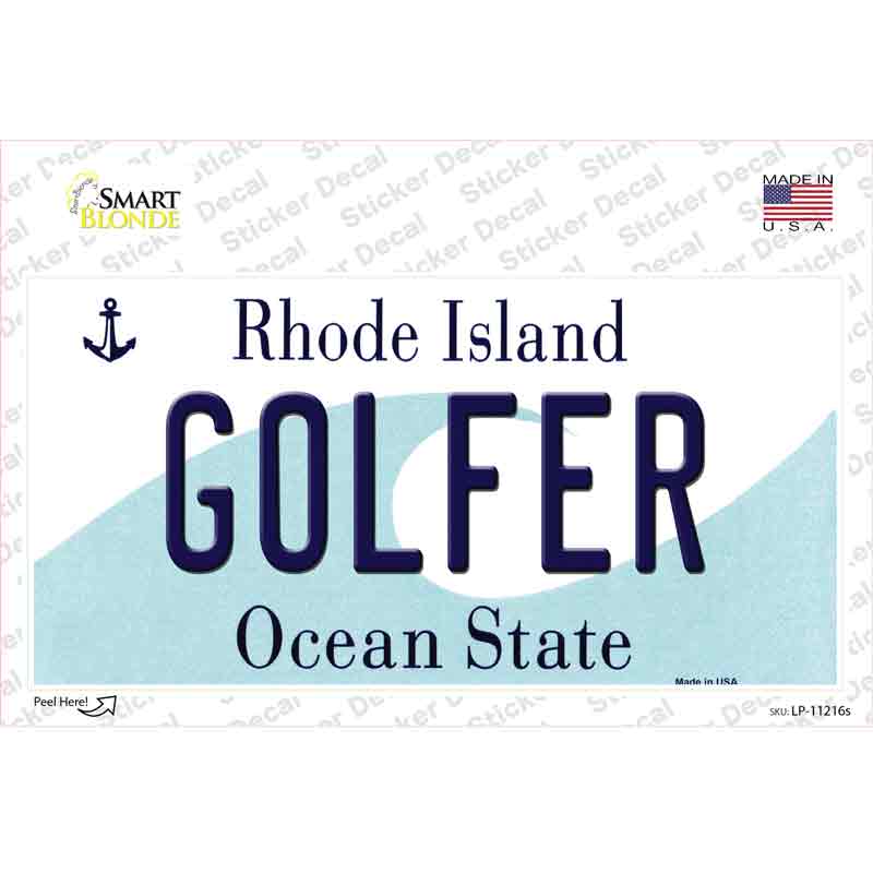 LP-11216s-M Golfer Rhode Island State Novelty Sticker Decal, Medium