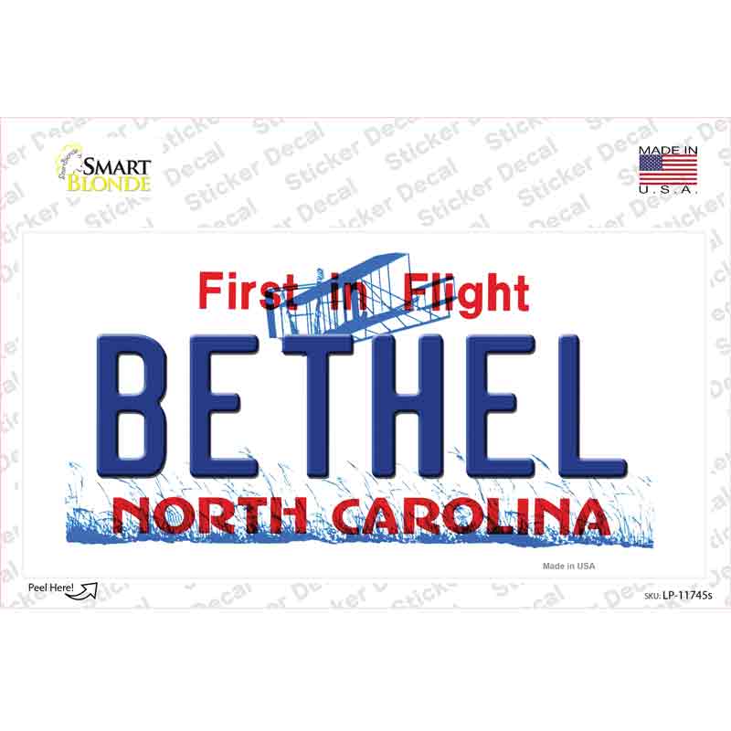 LP-11745s-M Bethel North Carolina State Novelty Sticker Decal, Medium
